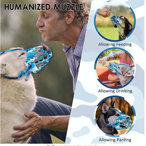 Dog Muzzle, Soft Basket Muzzle for Small Medium Large Dogs Golden Retriever Labr - Picture 6 of 9